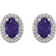 Load image into Gallery viewer, Sterling Silver Amethyst &amp; .025 CTW Diamond Earrings
