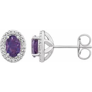 Sterling Silver Amethyst & .025 CTW Diamond Earrings