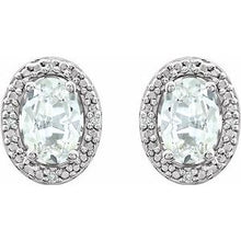 Load image into Gallery viewer, Sterling Silver Created White Sapphire &amp; .025 CTW Diamond Earrings
