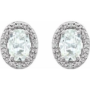 Sterling Silver Created White Sapphire & .025 CTW Diamond Earrings