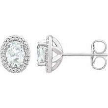 Load image into Gallery viewer, Sterling Silver Created White Sapphire &amp; .025 CTW Diamond Earrings
