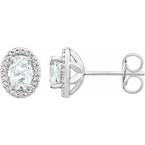 Sterling Silver Created White Sapphire & .025 CTW Diamond Earrings