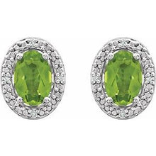 Load image into Gallery viewer, Sterling Silver Peridot &amp; .025 CTW Diamond Earrings
