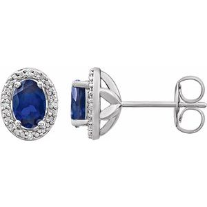 Oval 4-Prong Halo-Style Earrings 