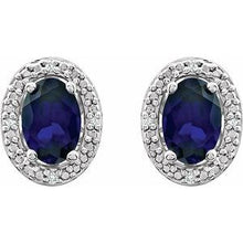 Load image into Gallery viewer, Oval 4-Prong Halo-Style Earrings 
