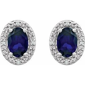 Oval 4-Prong Halo-Style Earrings 