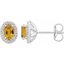 Load image into Gallery viewer, Sterling Silver Citrine &amp; .025 CTW Diamond Earrings
