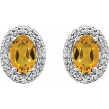 Load image into Gallery viewer, Sterling Silver Citrine &amp; .025 CTW Diamond Earrings
