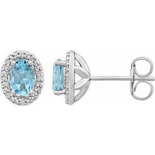 Load image into Gallery viewer, Sterling Silver Sky Blue Topaz &amp; .025 CTW Diamond Earrings

