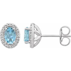 Sterling Silver Sky Blue Topaz & .025 CTW Diamond Earrings
