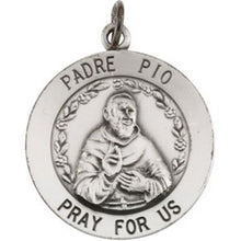 Load image into Gallery viewer, Sterling Silver 18 mm Round St. Padre Pio 18&quot; Necklace
