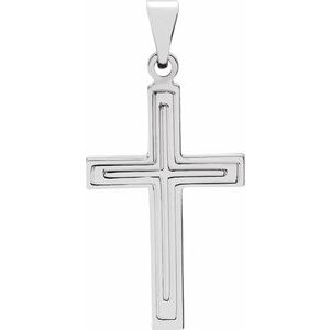 14K White 18x12 mm Cross Pendant
