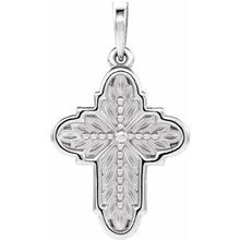 Charger l&#39;image dans la galerie, Sterling Silver 19x13.7 mm Ornate Leaf Cross Pendant
