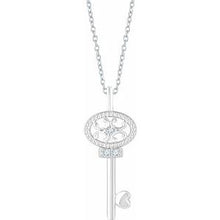 Charger l&#39;image dans la galerie, Sterling Silver .03 CTW Diamond Key 16-18&quot; Necklace

