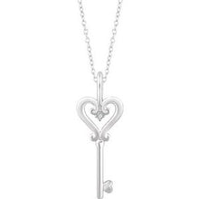 Load image into Gallery viewer, Sterling Silver .006 CT Diamond Key 16-18&quot; Necklace
