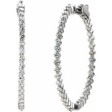 Load image into Gallery viewer, 14K White 2 CTW Diamond Inside-Outside Hinged 36.9 mm Hoop Earrings
