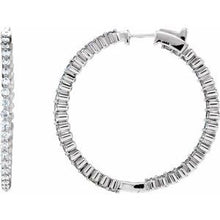 Load image into Gallery viewer, 14K White 2 CTW Diamond Inside-Outside Hinged 36.9 mm Hoop Earrings
