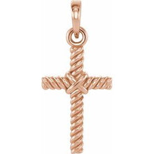 Load image into Gallery viewer, 14K Rose 13.5x8.6 mm Rope Cross Pendant

