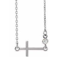 Charger l&#39;image dans la galerie, Sterling Silver Amethyst Sideways Accented Cross 16-18&quot; Necklace
