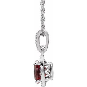 Sterling Silver Mozambique Garnet and .01 CTW Diamond 18" Necklace