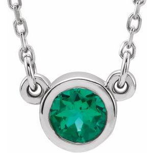 Sterling Silver 4 mm Round Chatham¬Æ Lab-Created Emerald Bezel-Set Solitaire 16