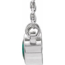 Charger l&#39;image dans la galerie, Sterling Silver 4 mm Round Chatham¬Æ Lab-Created Emerald Bezel-Set Solitaire 16&quot; Necklace
