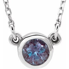Charger l&#39;image dans la galerie, Sterling Silver 3 mm Round Chatham¬Æ Lab-Created Alexandrite Bezel-Set Solitaire 16&quot; Necklace
