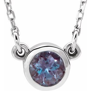 Sterling Silver 3 mm Round Chatham¬Æ Lab-Created Alexandrite Bezel-Set Solitaire 16