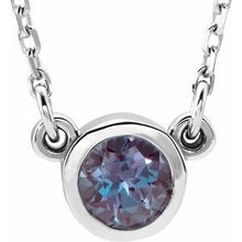 Load image into Gallery viewer, Sterling Silver 4 mm Round Chatham¬Æ Lab-Created Alexandrite Bezel-Set Solitaire 16&quot; Necklace
