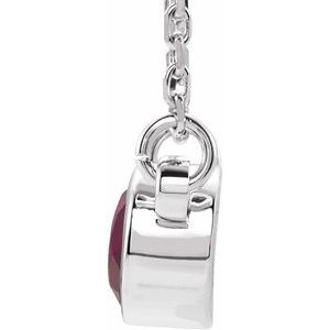 Sterling Silver 4 mm Round Imitation Ruby Bezel-Set Solitaire 16" Necklace