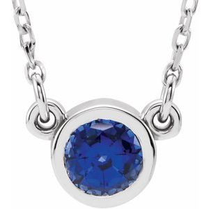 Sterling Silver 4 mm Round Imitation Blue Sapphire Bezel-Set Solitaire 16