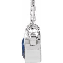 Load image into Gallery viewer, Sterling Silver 4 mm Round Imitation Blue Sapphire Bezel-Set Solitaire 16&quot; Necklace
