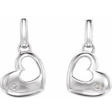 Load image into Gallery viewer, .015 CTW Diamond Heart Dangle Earrings
