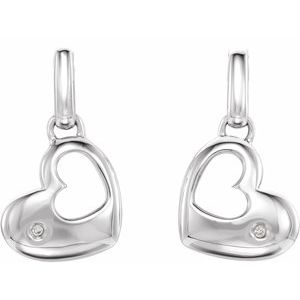 .015 CTW Diamond Heart Dangle Earrings