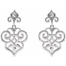 Load image into Gallery viewer, Sterling Silver &amp; 14K White Decorative Dangle Earrings
