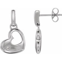 Load image into Gallery viewer, .015 CTW Diamond Heart Dangle Earrings
