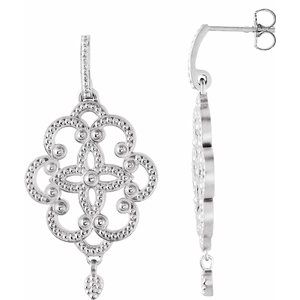 Sterling Silver & 14K White Granulated Earring-Each