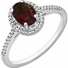 Load image into Gallery viewer, Sterling Silver Mozambique Garnet &amp; .01 CTW Diamond Ring
