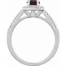 Load image into Gallery viewer, Sterling Silver Mozambique Garnet &amp; .01 CTW Diamond Ring
