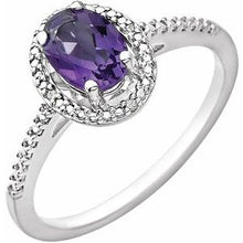 Charger l'image dans la galerie, Sterling Silver Amethyst &amp; .01 CTW Diamond Ring
