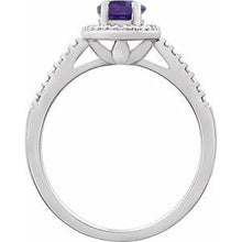 Charger l'image dans la galerie, Sterling Silver Amethyst &amp; .01 CTW Diamond Ring
