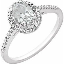 Load image into Gallery viewer, Sterling Silver Lab Created White Sapphire &amp; .01 CTW Diamond Ring
