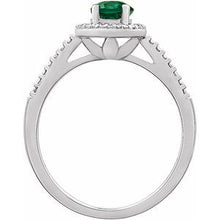 Load image into Gallery viewer, Sterling Silver Lab Created Emerald &amp; .01 CTW Diamond Ring
