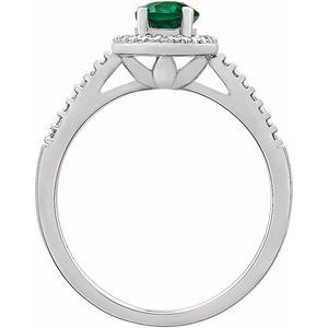 Sterling Silver Lab Created Emerald & .01 CTW Diamond Ring