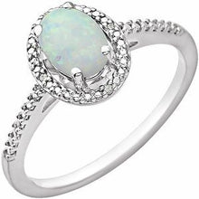 Load image into Gallery viewer, Sterling Silver Lab Created Opal &amp; .01 CTW Diamond Ring

