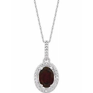 Sterling Silver Mozambique Garnet & .01 CTW Diamond 18