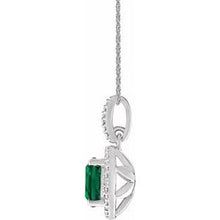 Charger l&#39;image dans la galerie, Sterling Silver Lab-Grown Emerald &amp;.01 CTW Diamond 18&quot; Necklace
