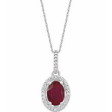 Load image into Gallery viewer, Sterling Silver Lab-Grown Ruby &amp; .01 CTW Diamond 18&quot; Necklace

