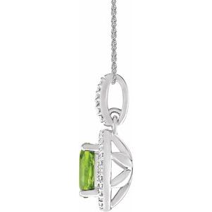 Sterling Silver Peridot & .01 CTW Diamond 18" Necklace