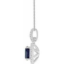 Charger l&#39;image dans la galerie, Sterling Silver Lab-Grown Blue Sapphire &amp; .01 CTW Diamond 18&quot; Necklace
